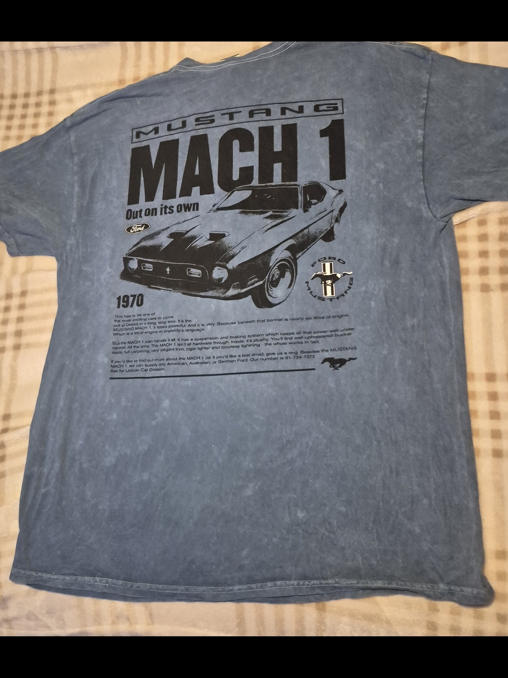 Ford Mustang Mach 1 Graphic Tee in Faded Blue